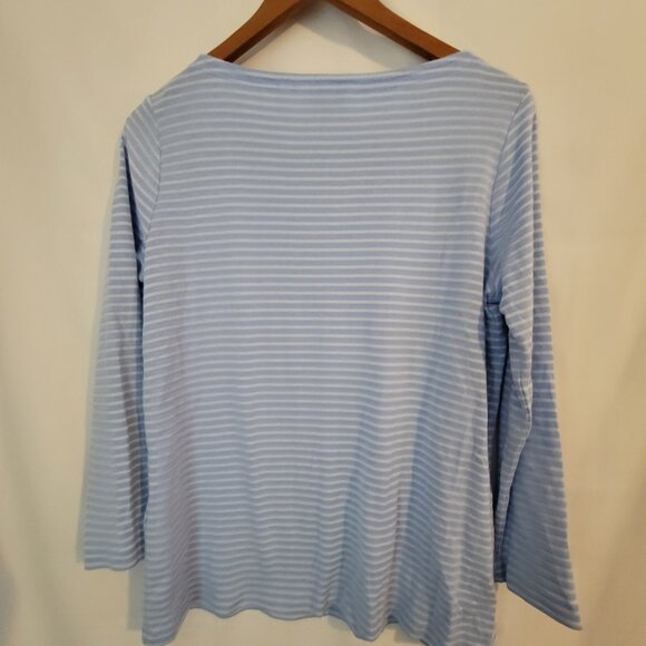 Women's Vinyard Vines L 3/4 Sleeve Blue Stripe Shirt - Picture 3 of 3